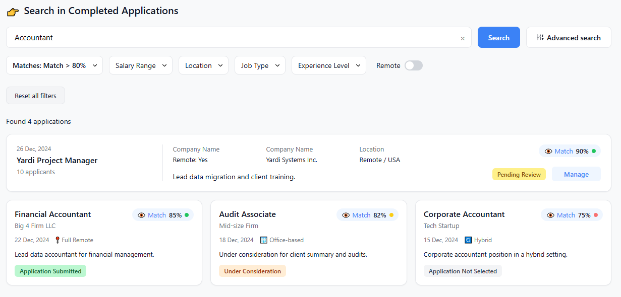 AI Accountant Job Applier Dashboard
